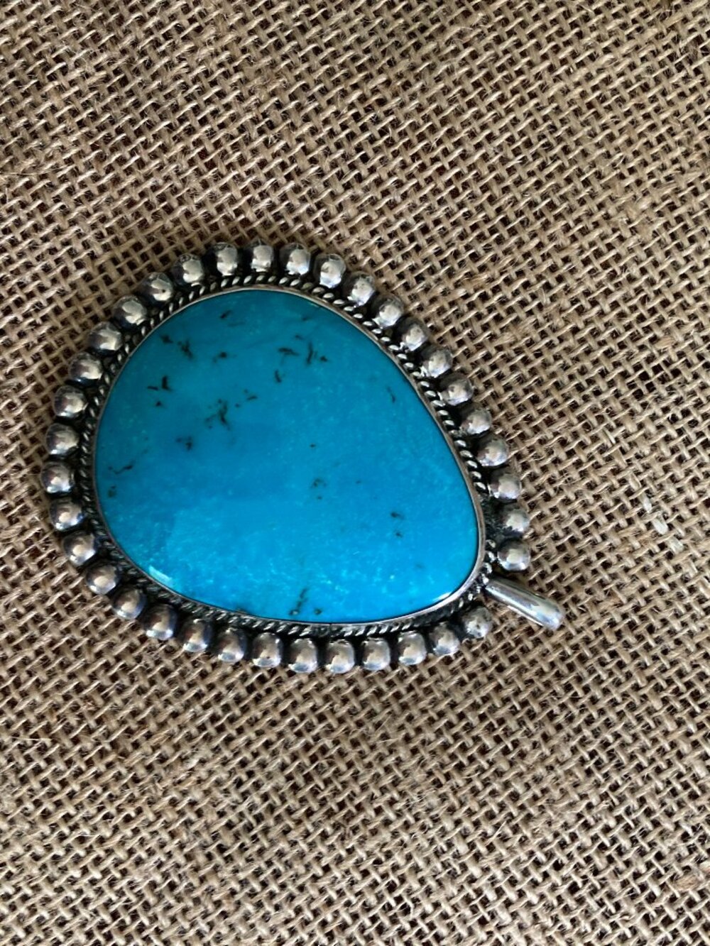ENORMOUS Turquoise and Sterling Silver Pendant for a Weighty necklace - Picture 3 of 5